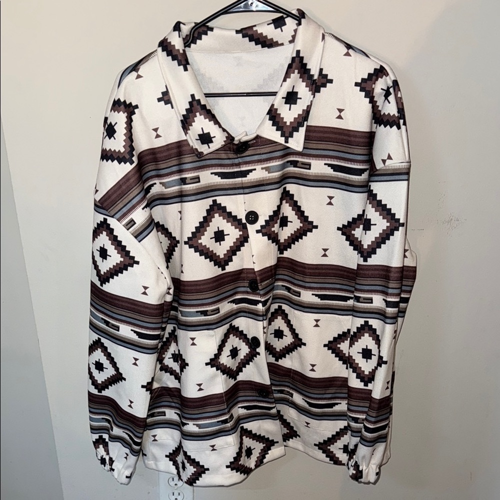 Geometric Patterned Button-Up Shirt